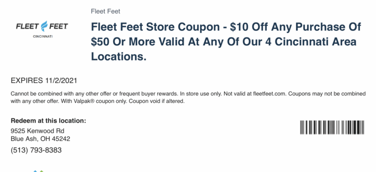ValPak Coupon Fleet Feet Cincy