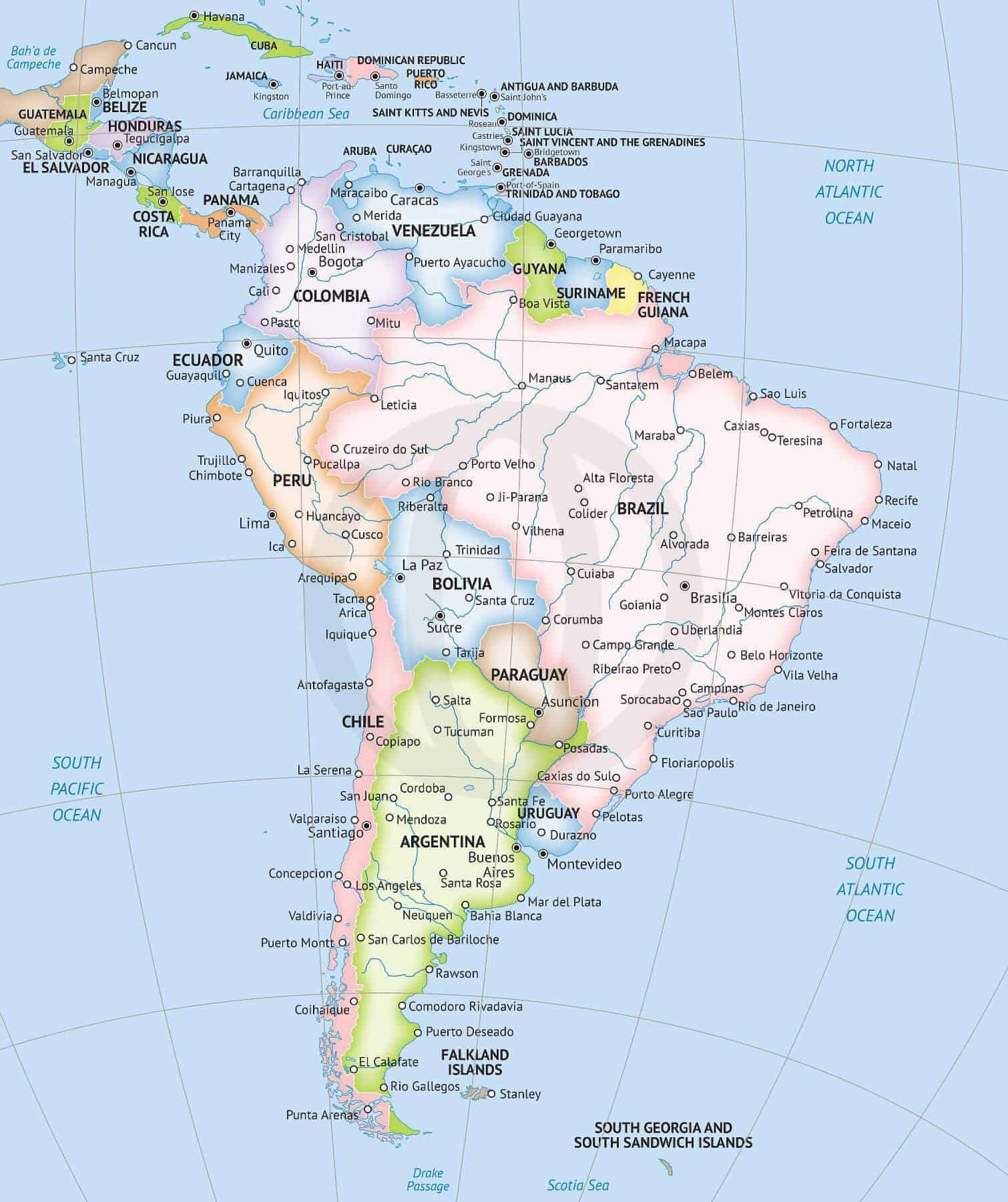 Vector Map South America Continent Political One Stop Map Vector Map South America Continent Political One Stop Map