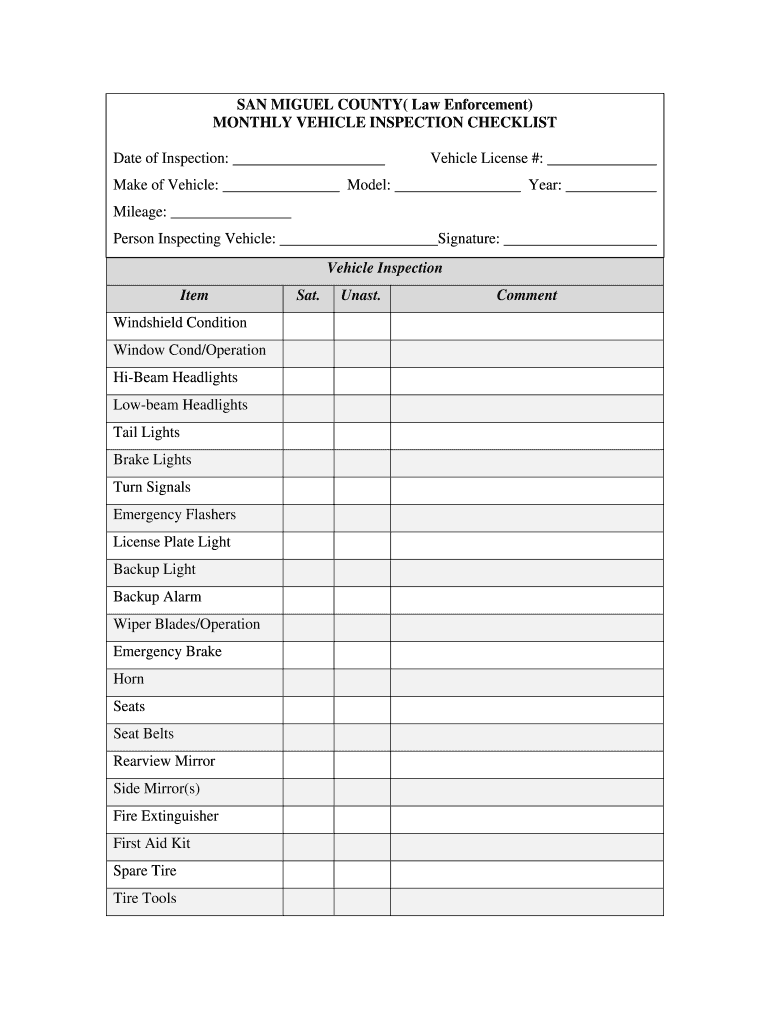 Vehicle Inspection Checklist Pdf Free Fill Out Sign Online DocHub
