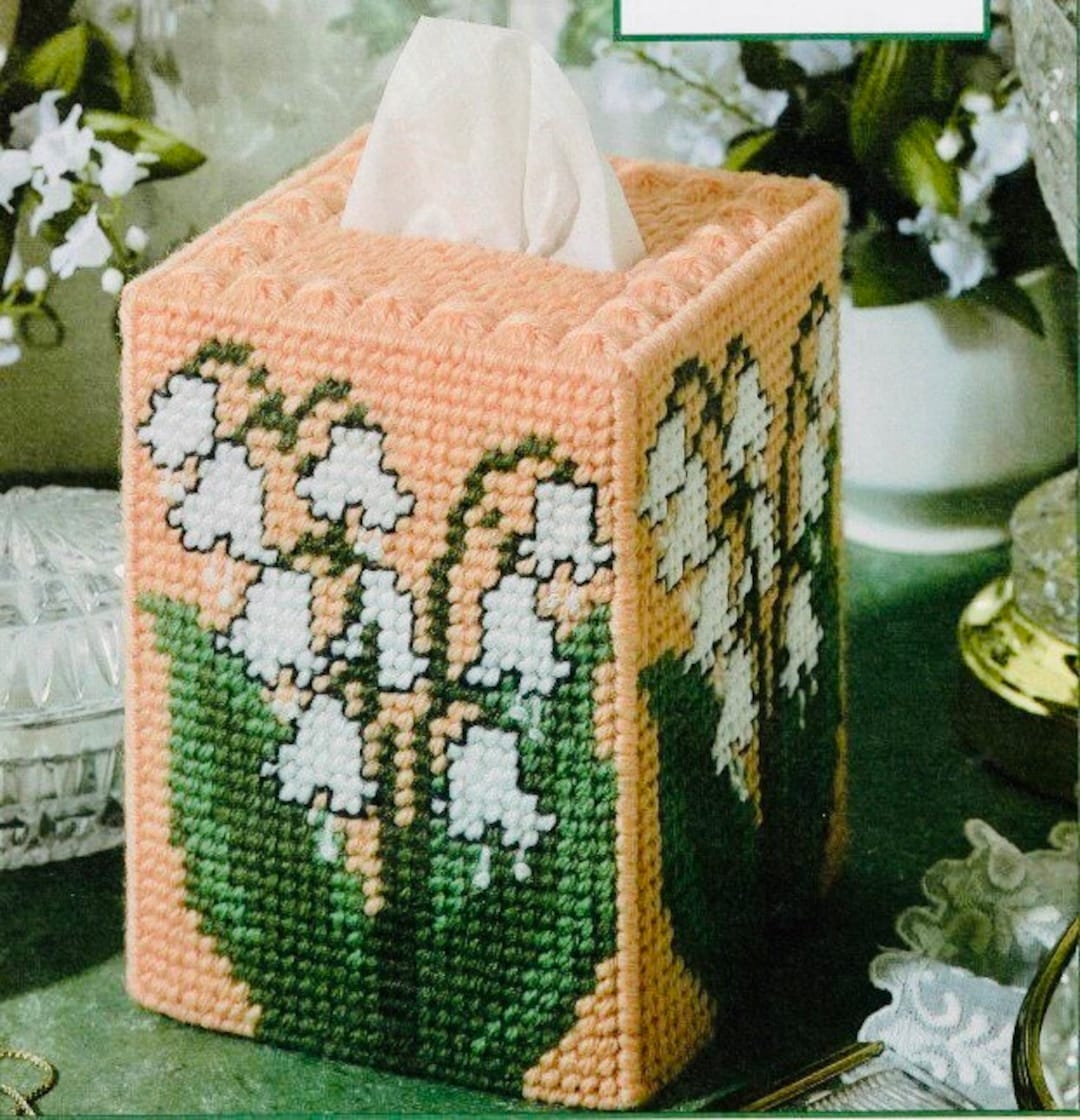 Vintage Plastic Canvas Pattern Lily Flower Tissue Box Cover Topper PDF Instant Digital Printable Download Etsy