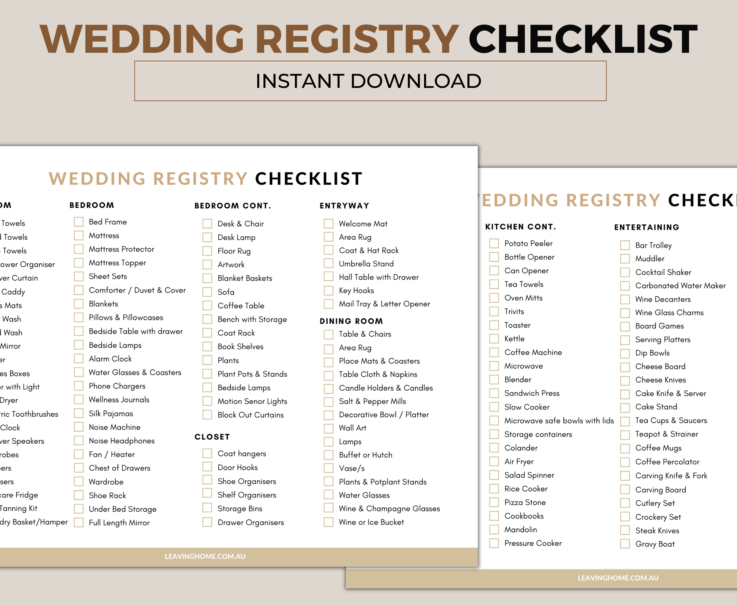 wedding registry checklist printable