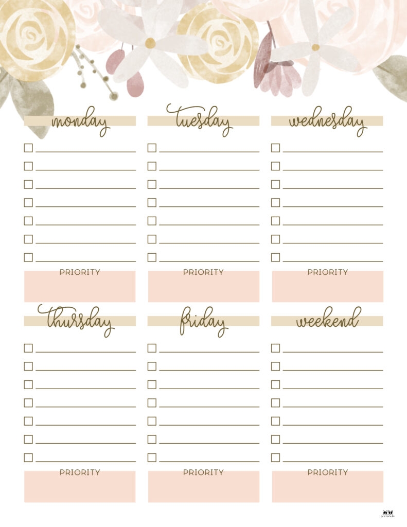 weekly to do list printable