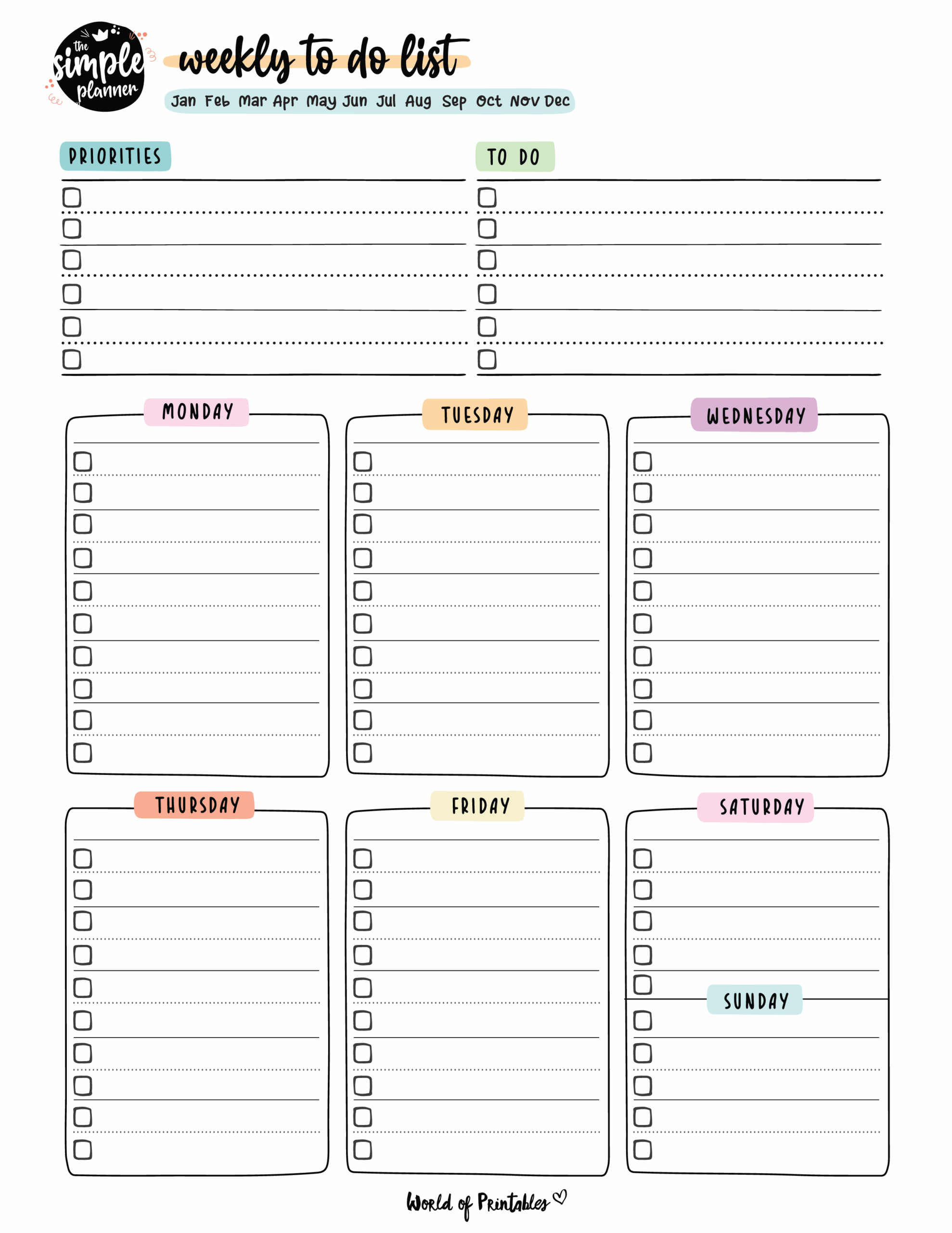 Weekly To Do List Templates World Of Printables