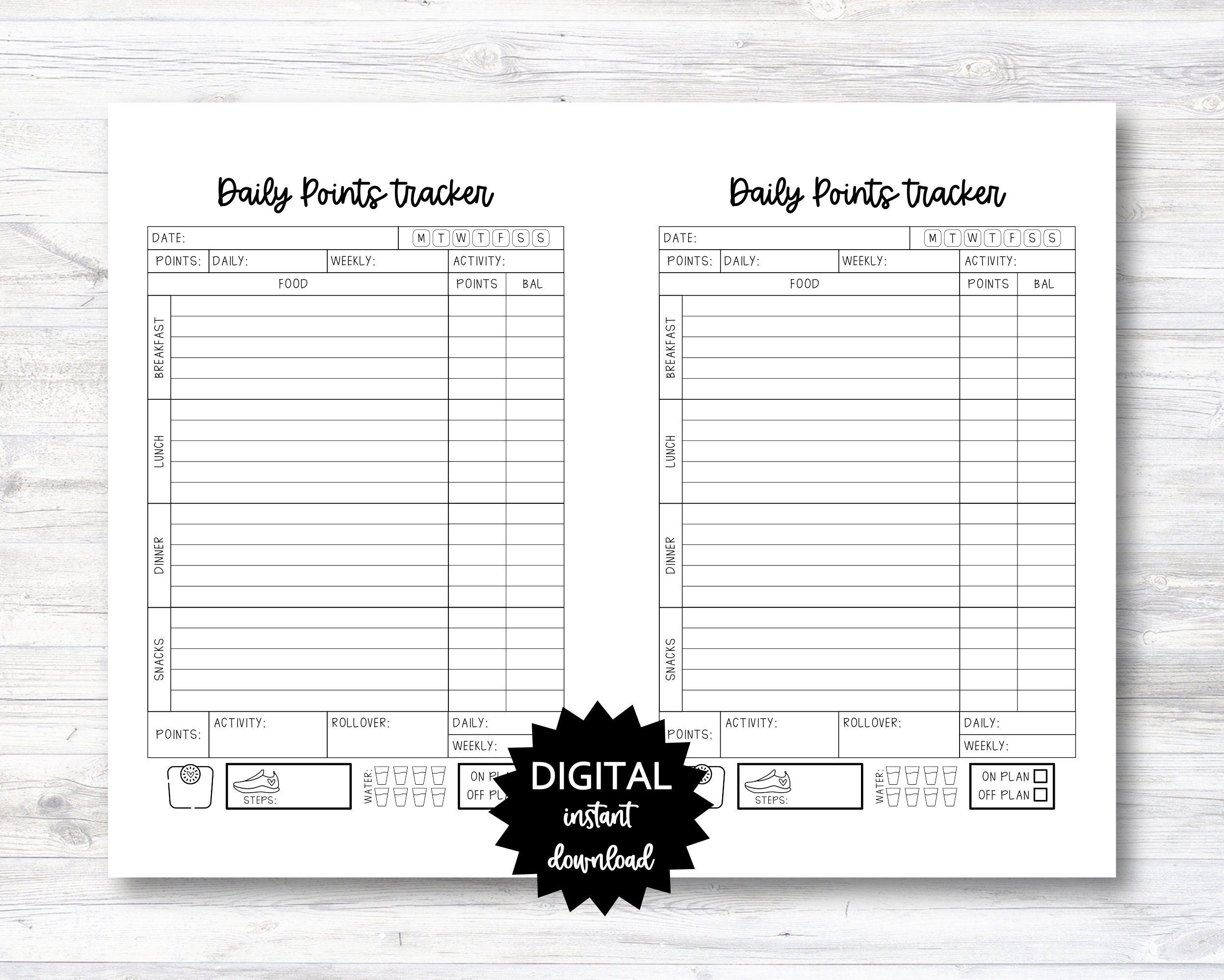 Weight Watchers Points Sheet Etsy