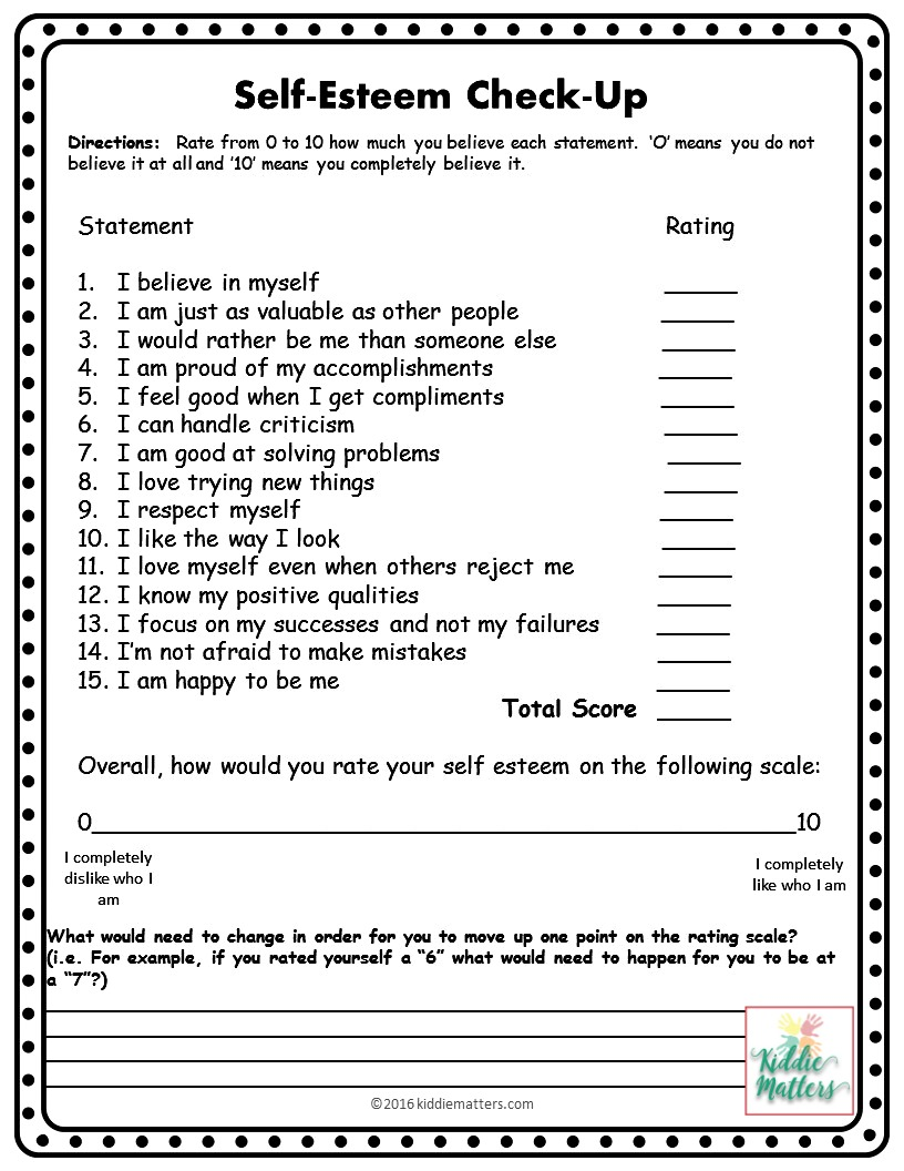 self worth worksheets