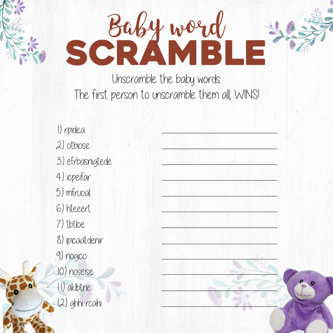 free printable baby shower games with answers