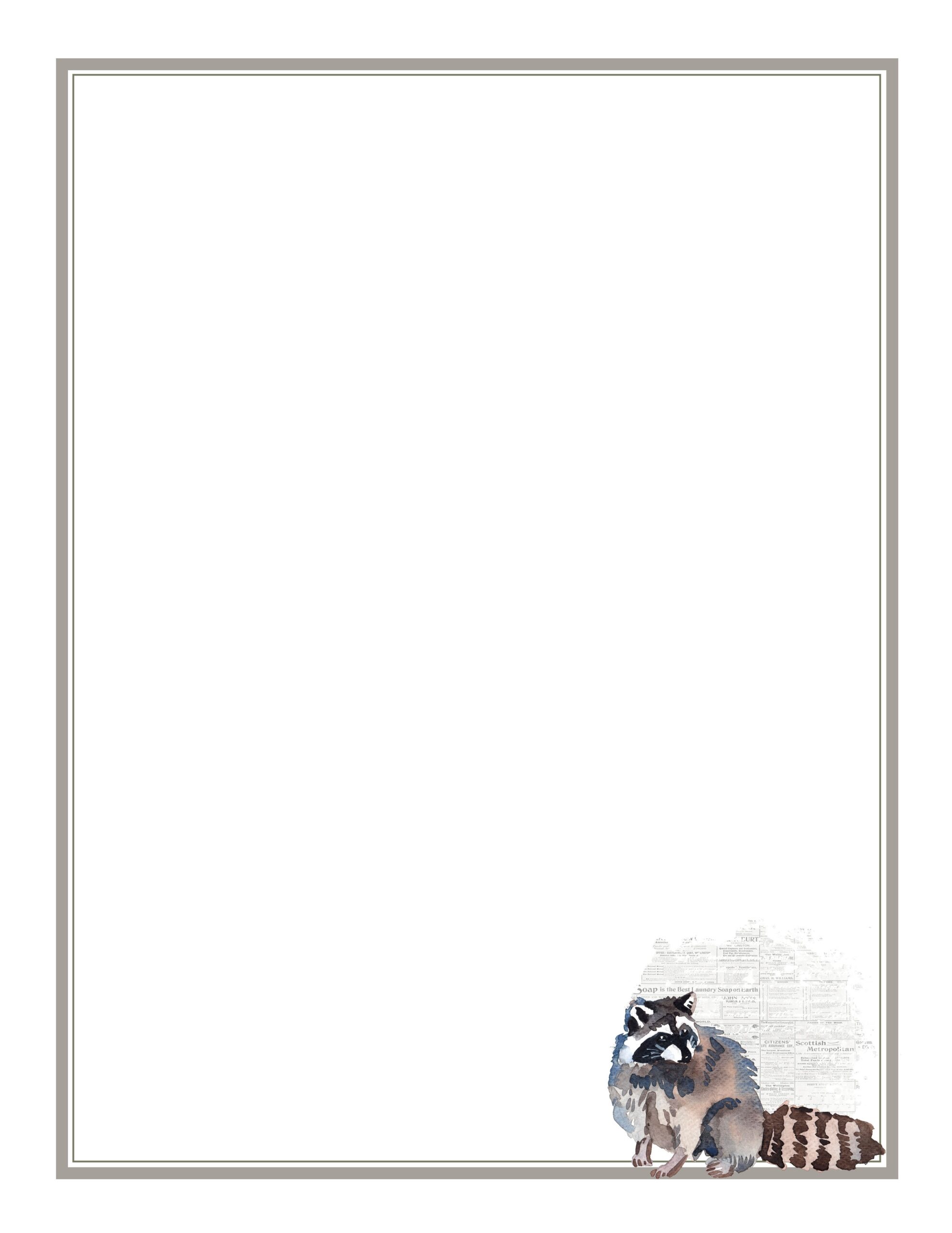 Woodland Animals Camo Printable Stationery Paper