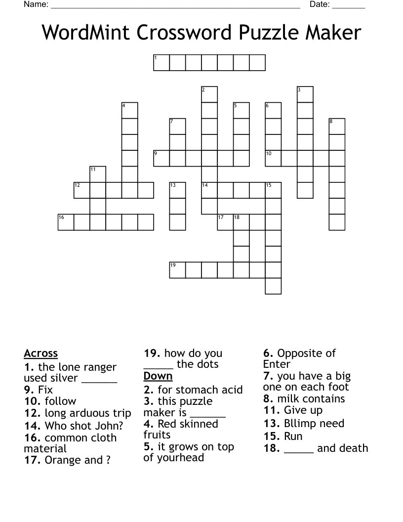 crossword maker printable