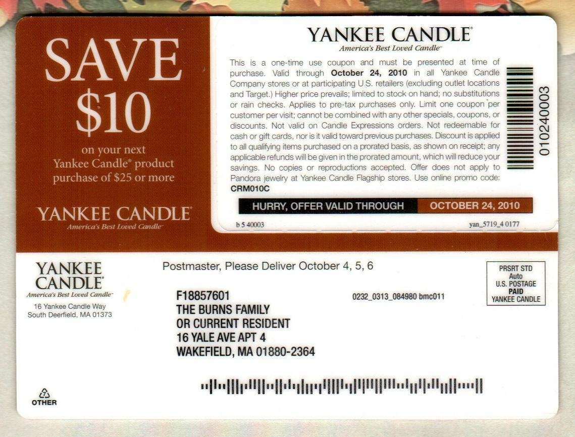 YANKEE CANDLE Autumn 2010 Promotional Rewards Card 0 EXPIRED EBay