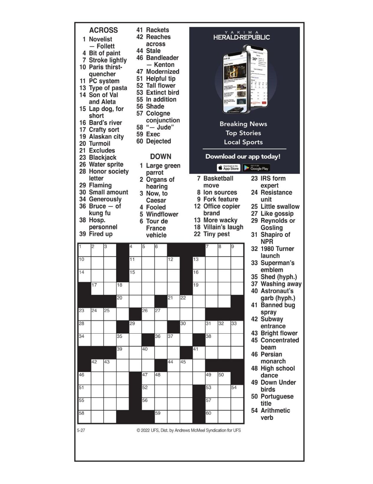 AM Crossword May 27 2022 Crosswords Yakimaherald AM Crossword May 27 2022 Crosswords Yakimaherald
