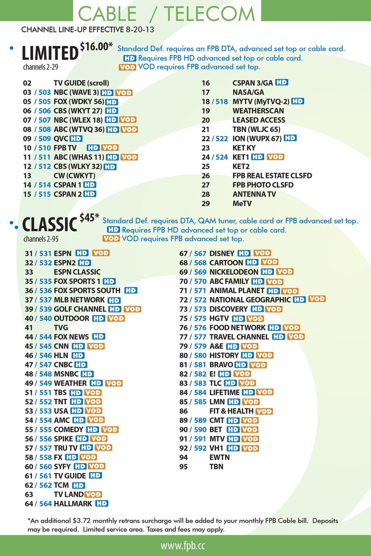 Reminder Channel Lineup Changes Next Week Frankfort Plant Board