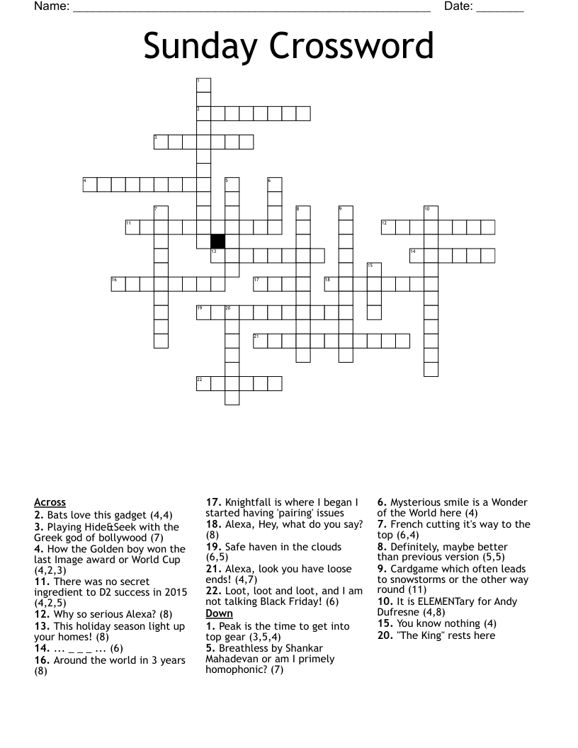 Sunday Crossword WordMint