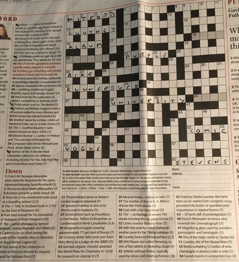 Telegraph Crossword 60 Across Can You Guess The Answer Robin Stevens