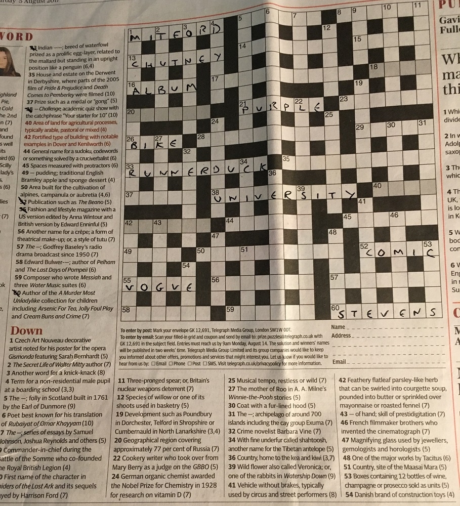 Telegraph Crossword 60 Across Can You Guess The Answer Robin Stevens Telegraph Crossword 60 Across Can You Guess The Answer Robin Stevens