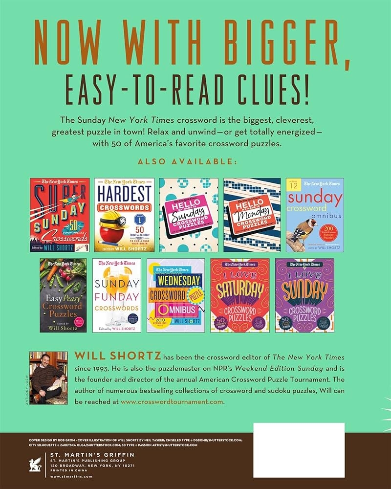 The New York Times Super Sunday Crosswords Volume 17 50 Sunday Puzzles New York Times Super Sunday Crosswords 17 The New York Times Shortz Will 9781250895950 Amazon Books