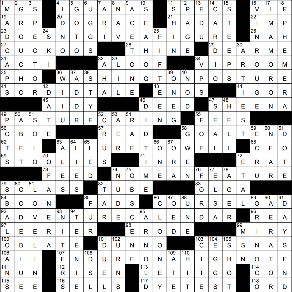 new york times sunday crossword solution