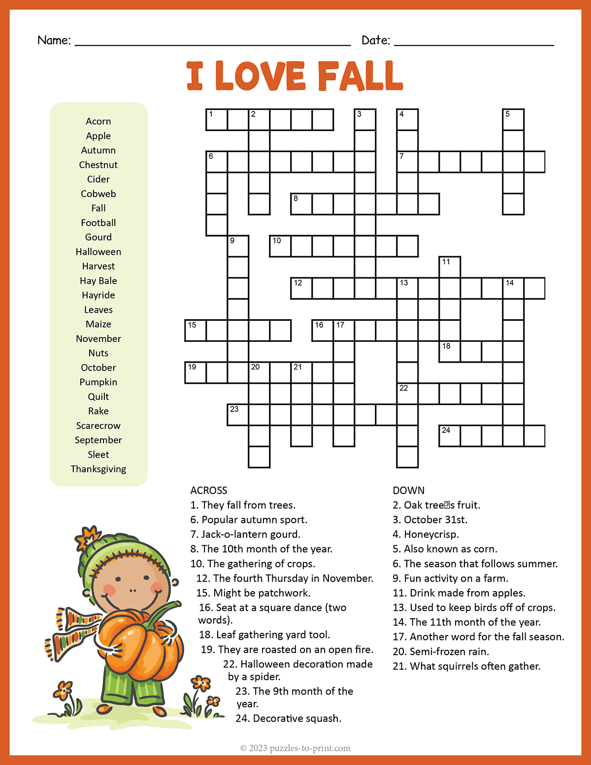 Fall Crossword