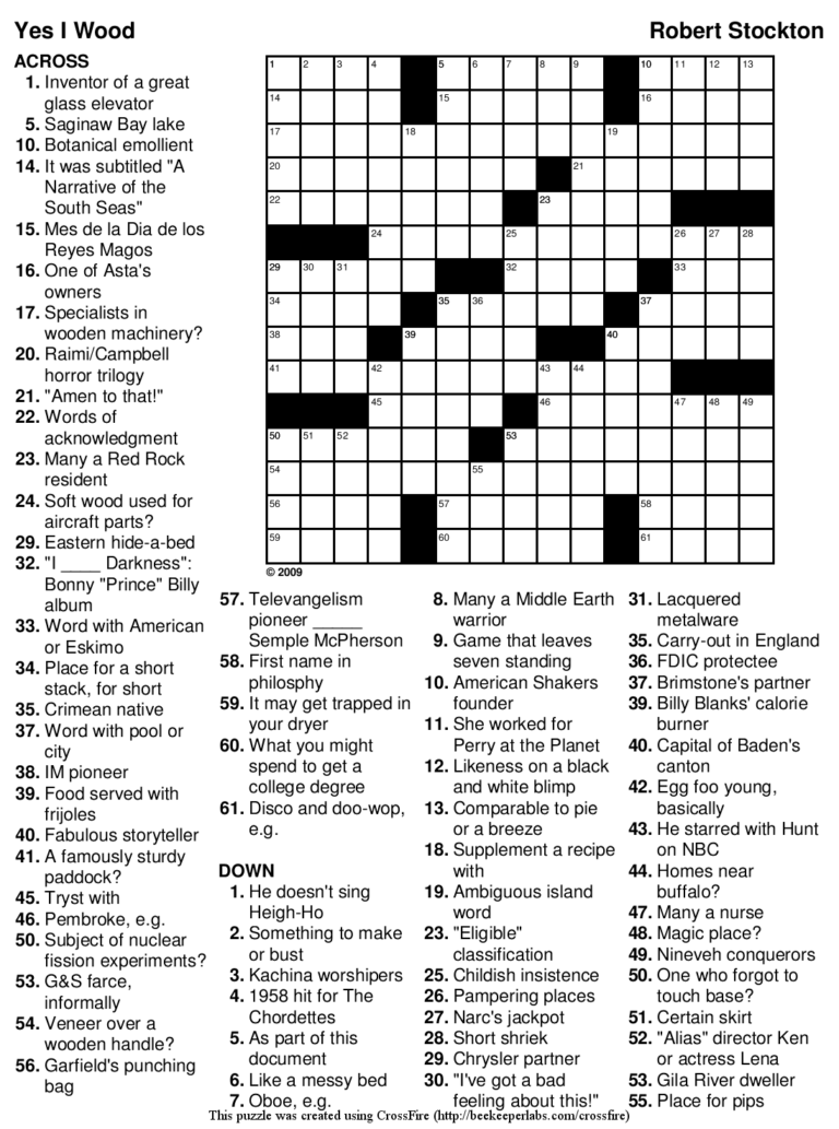 Free Printable Crossword Puzzle 100 Yes I Wood Beekeeper Crosswords