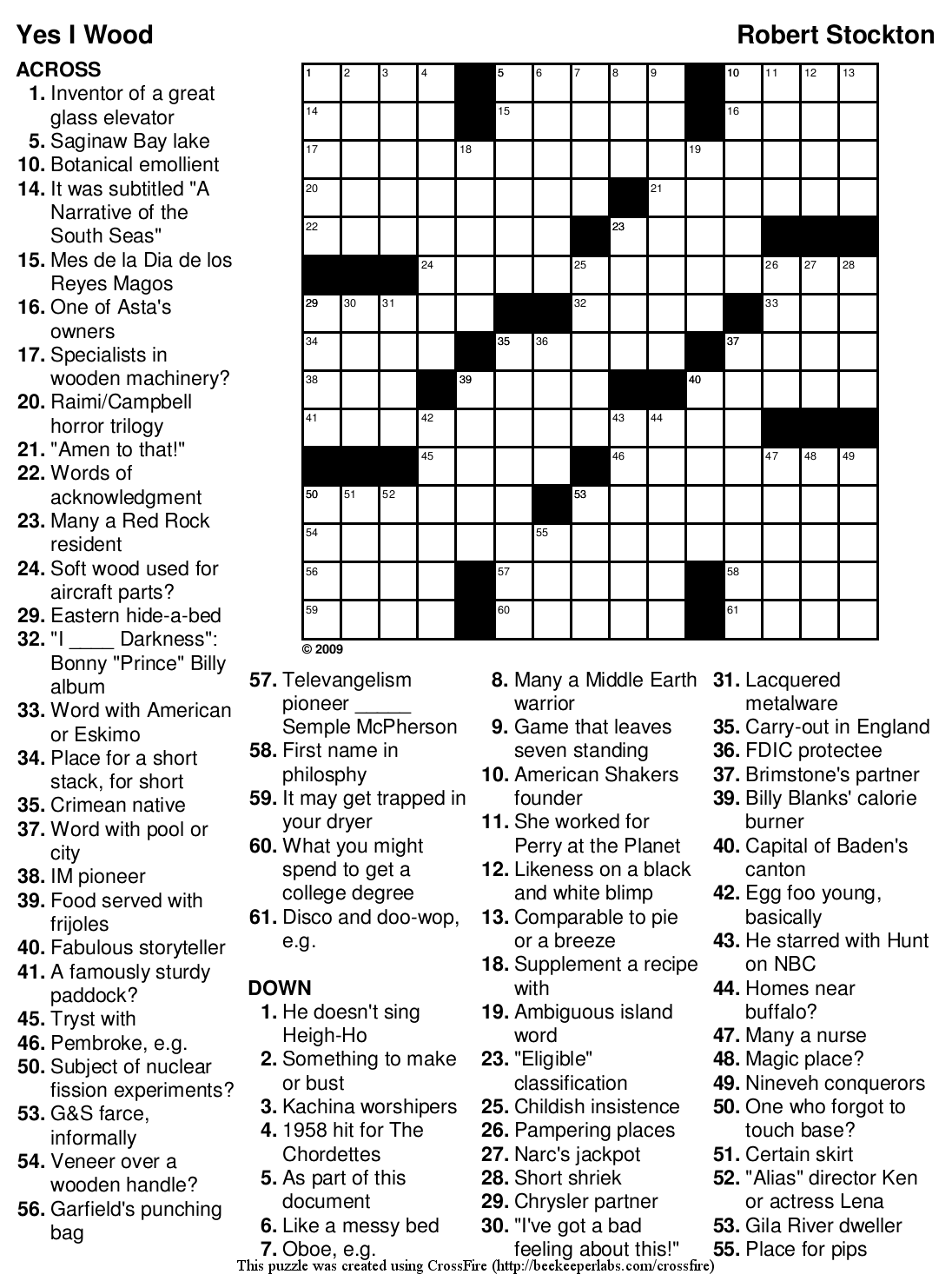 Free Printable Crossword Puzzle 100 Yes I Wood Beekeeper Crosswords