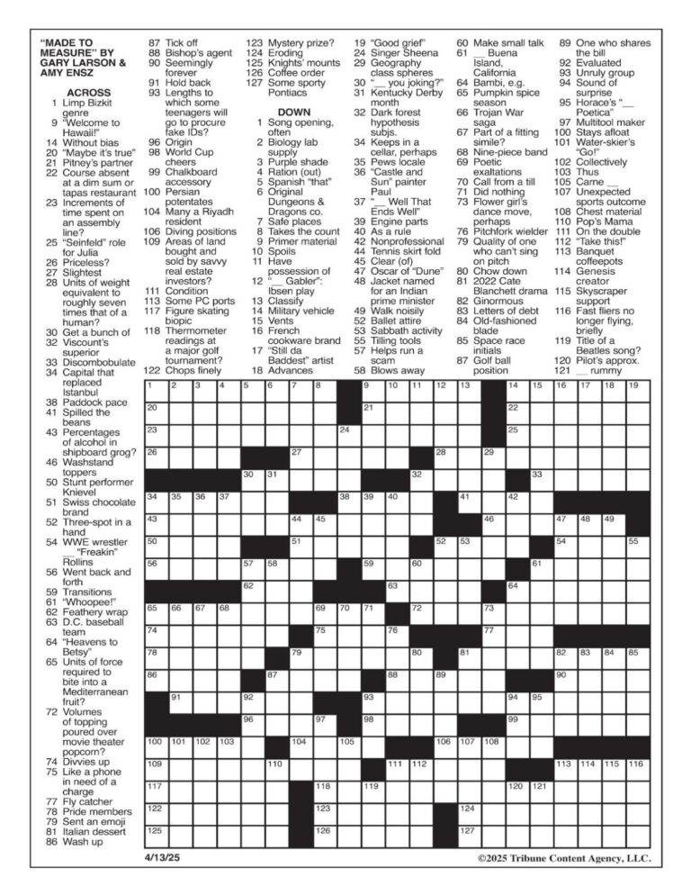 LA Times Crossword April 13 2025 Crosswords Yakimaherald