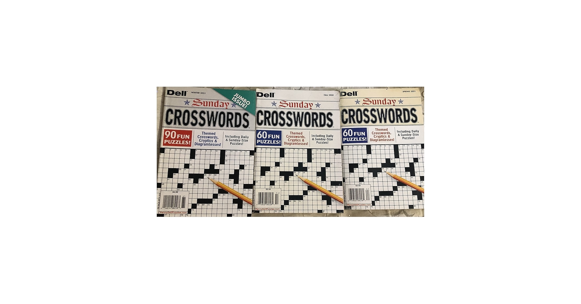 Lot Of 3 Dell Sunday Crosswords Puzzles Crossword Puzzle Books 2020 2021 Unknown Author Amazon Books