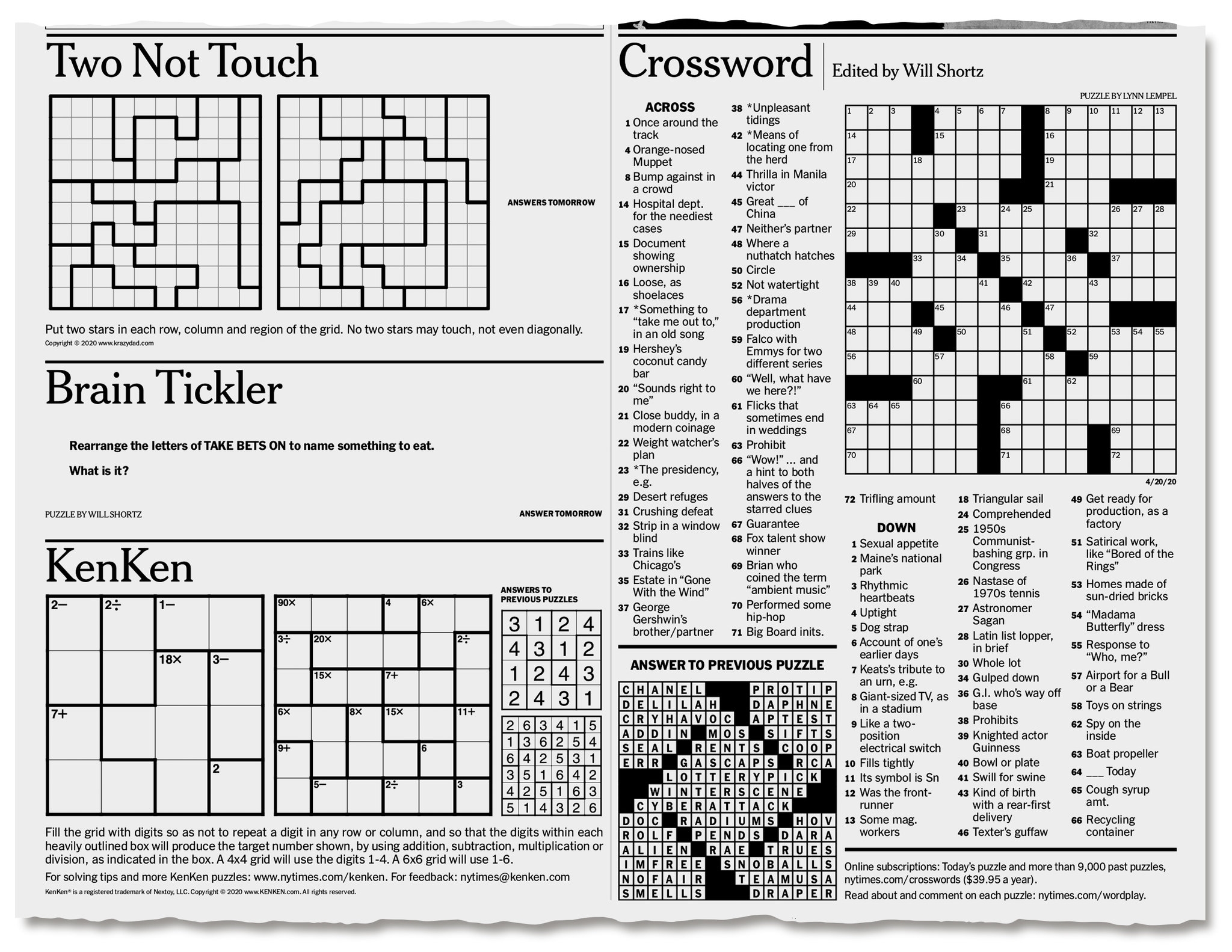 printable ny times sunday crossword