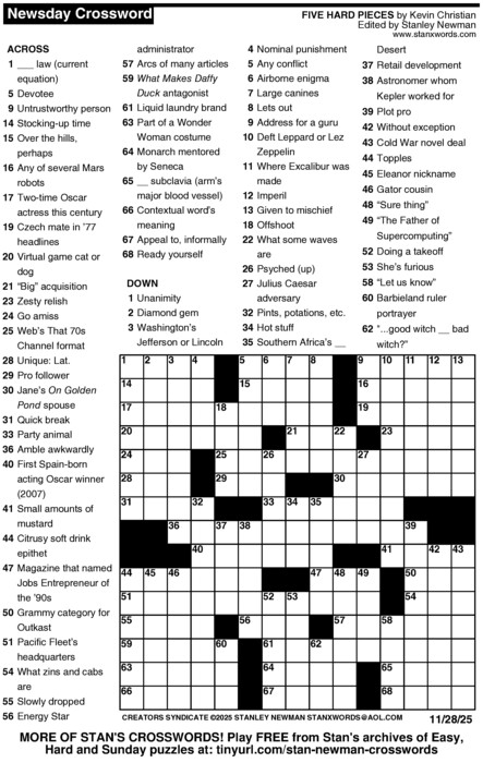 Newsday Crossword Puzzle Creators Syndicate