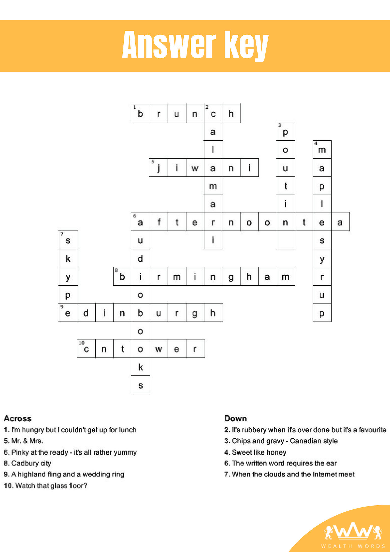 Sunday Puzzle Solve The Crossword Puzzle Wealth Words