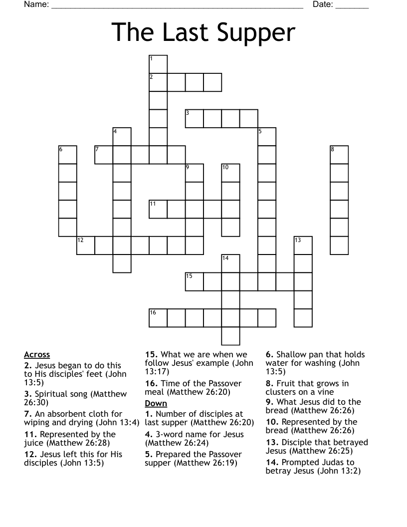 The Last Supper Crossword WordMint