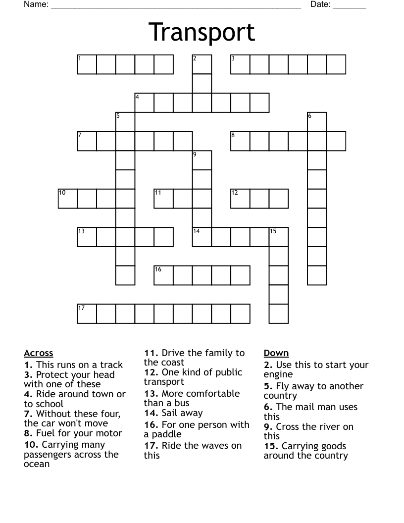 Transport Crossword WordMint
