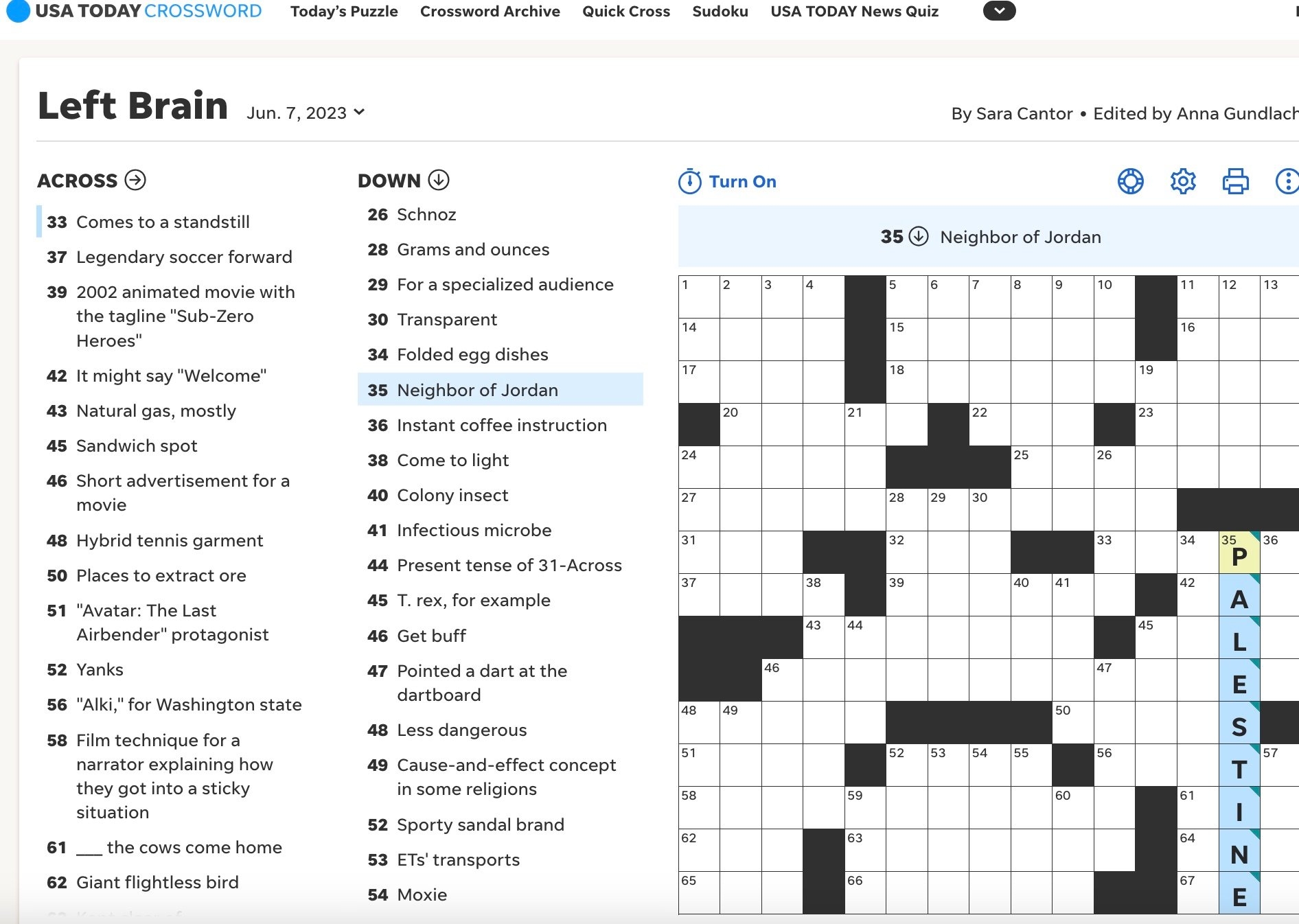 usa today crossword sunday