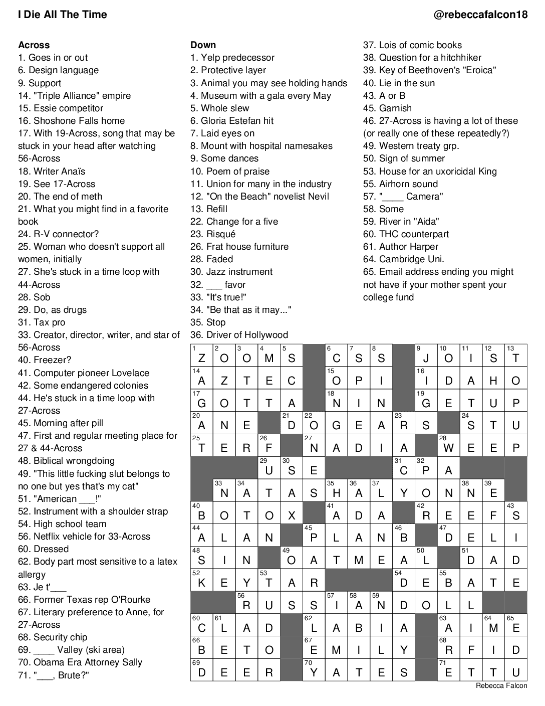 ny times sunday crossword puzzle solutions
