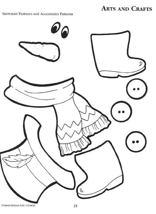 Colorful snowman body parts cut-out shapes