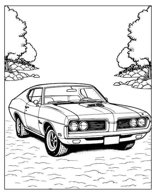 Teacher guides discussion around Ford GT coloring page