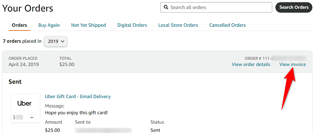 Clean mockup of a printable order receipt