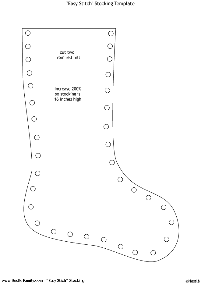 Printed stocking pattern template on craft table