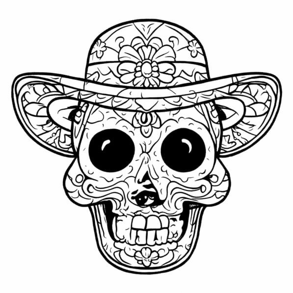Child-friendly day of the dead coloring page for beginners