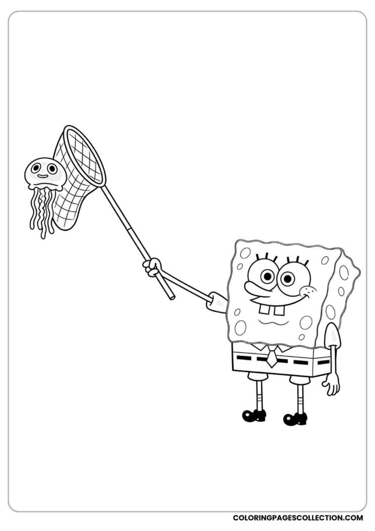 SpongeBob coloring page on a child’s table