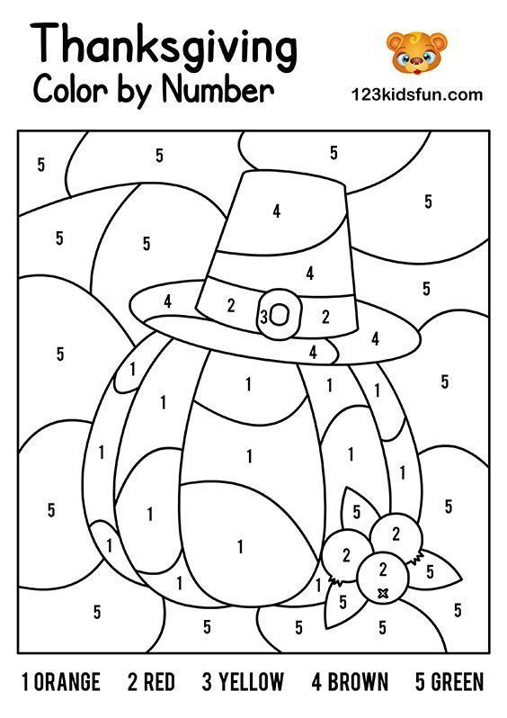Students coloring a fall-themed number-page