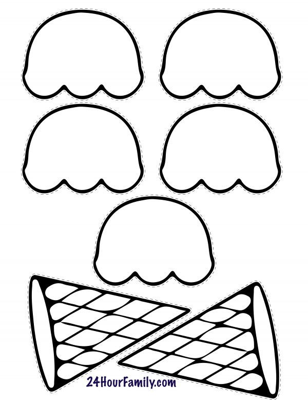 Assorted paper crafts with ice cream cone templates