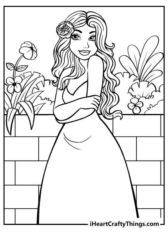 Finished but imperfect halloween barbie coloring page with joyful child and parent