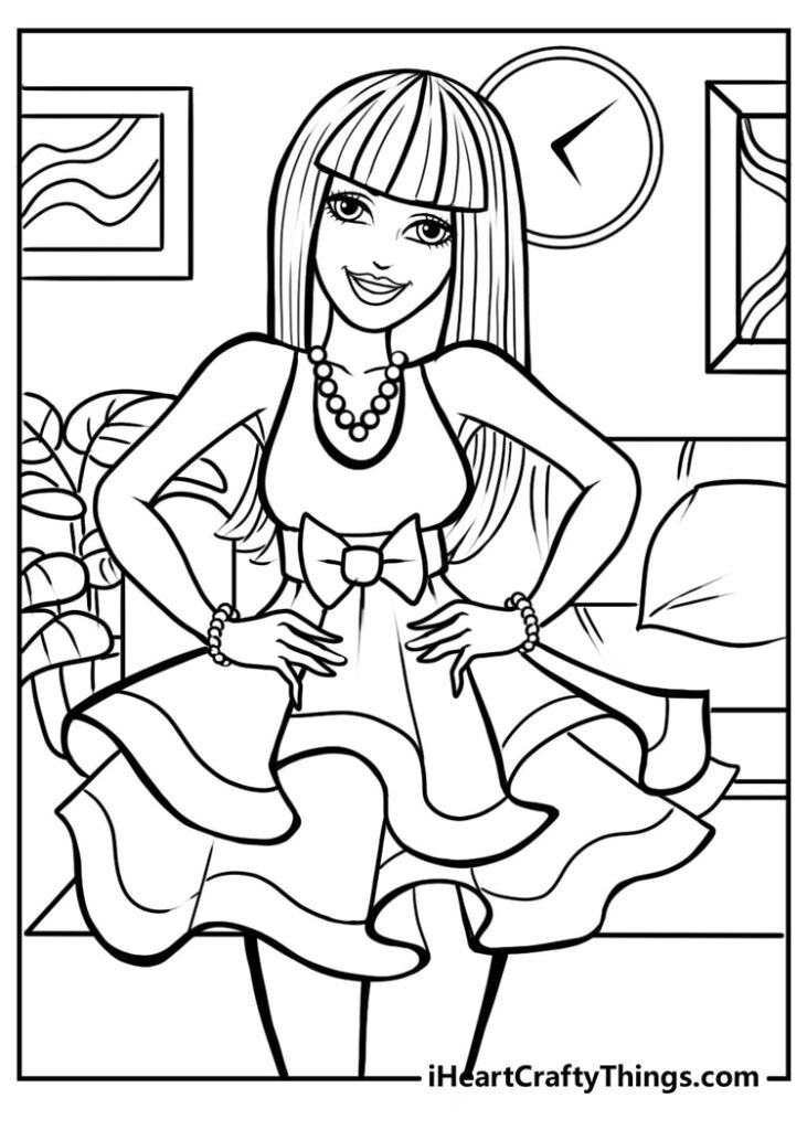Child choosing colors on halloween barbie coloring pages