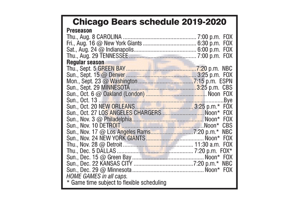 Bright bear-themed schedule chart for kids
