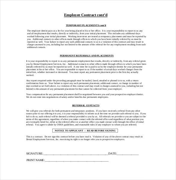 Open binder showing a basic employment template