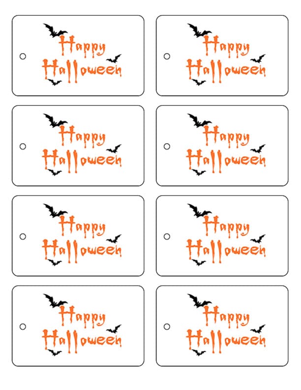 close-up of colorful halloween gift tags