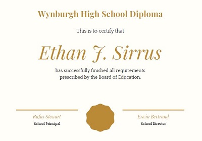 Event program board beside diploma sample