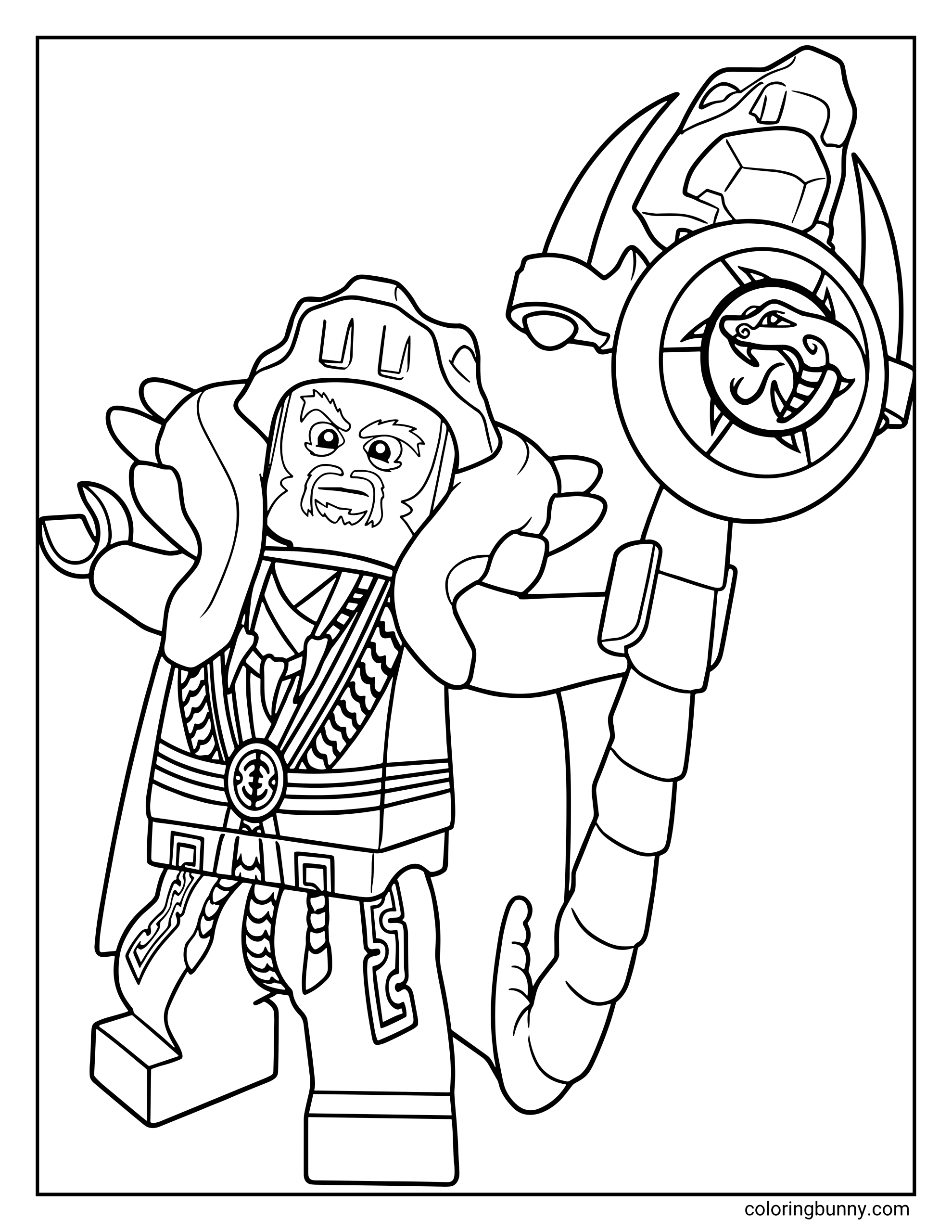Child selecting colors on ninjago coloring page