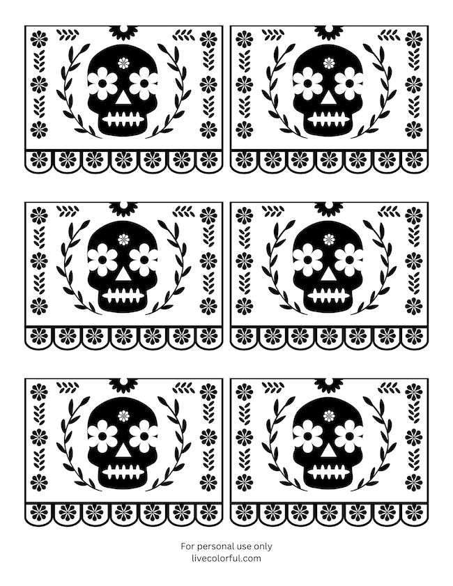 Coloring-style papel picado printable design