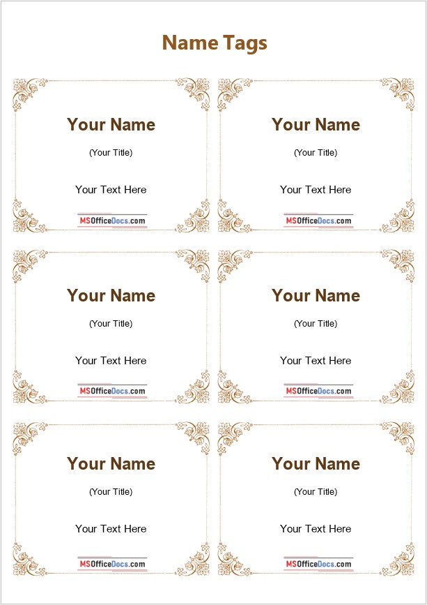 Close-up of a printed name tag on cardstock