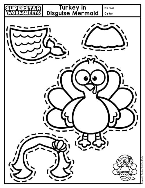 Volunteer assembling turkey disguise templates at station